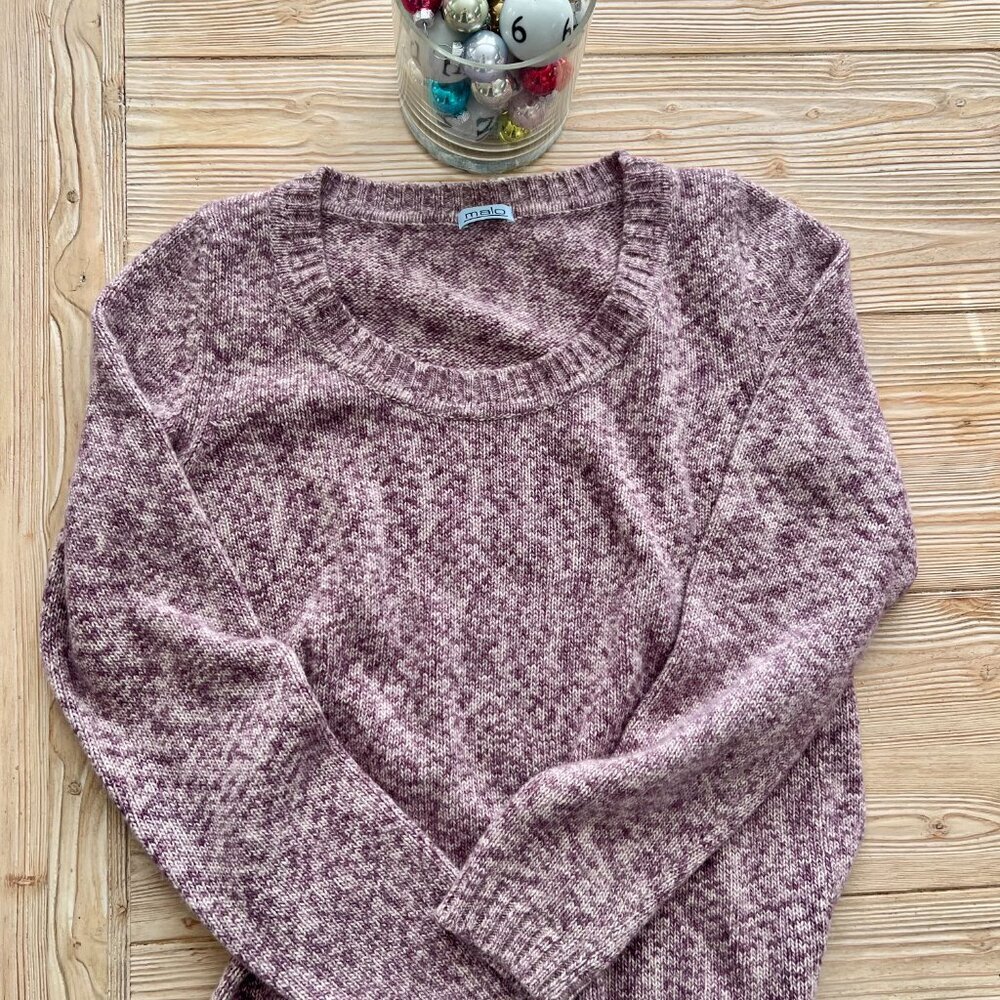 Malo 100 Percent Cashmere Plum Marled Knit Sweater Size Medium Made in Italy